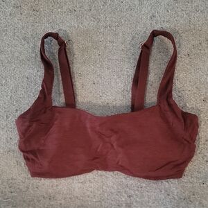 ATHLETA Burgundy Bandeau Swim Bikini Top 32D/DD